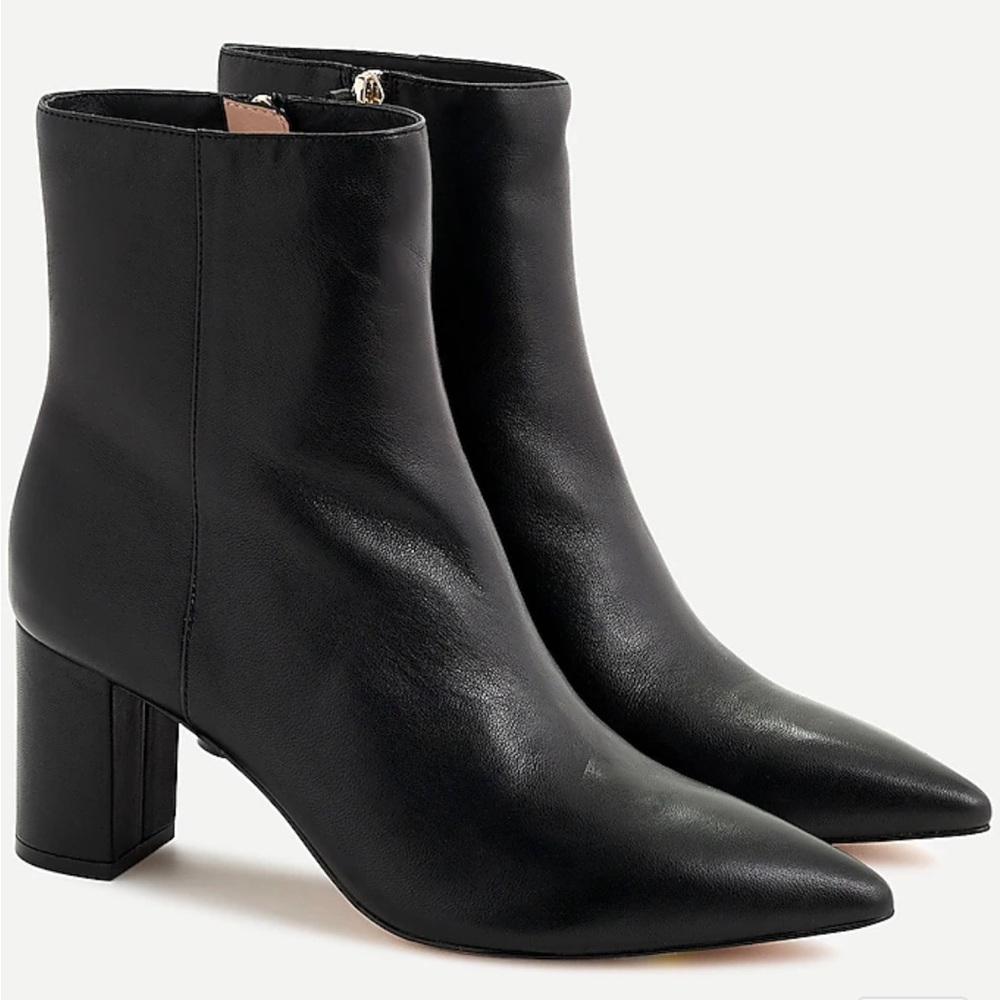 JCrew pointed toe Sadie leather boots in black
